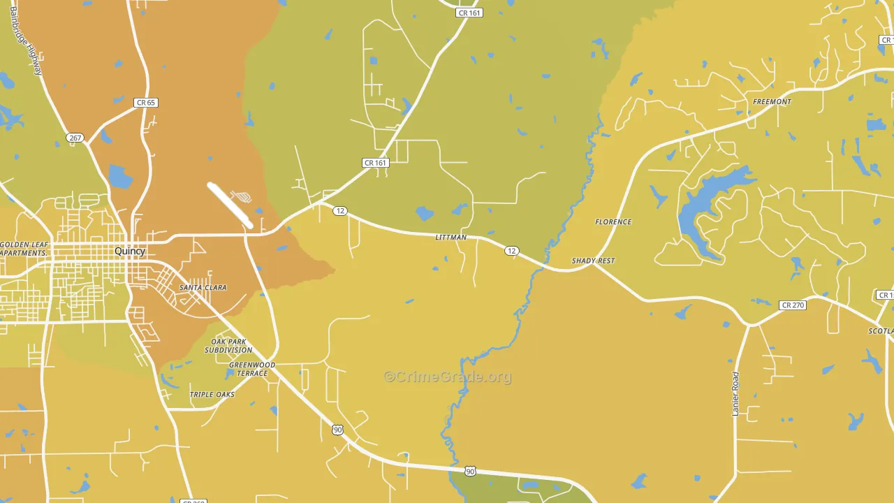 Shady Rest, FL Map of Vehicle Theft Rates