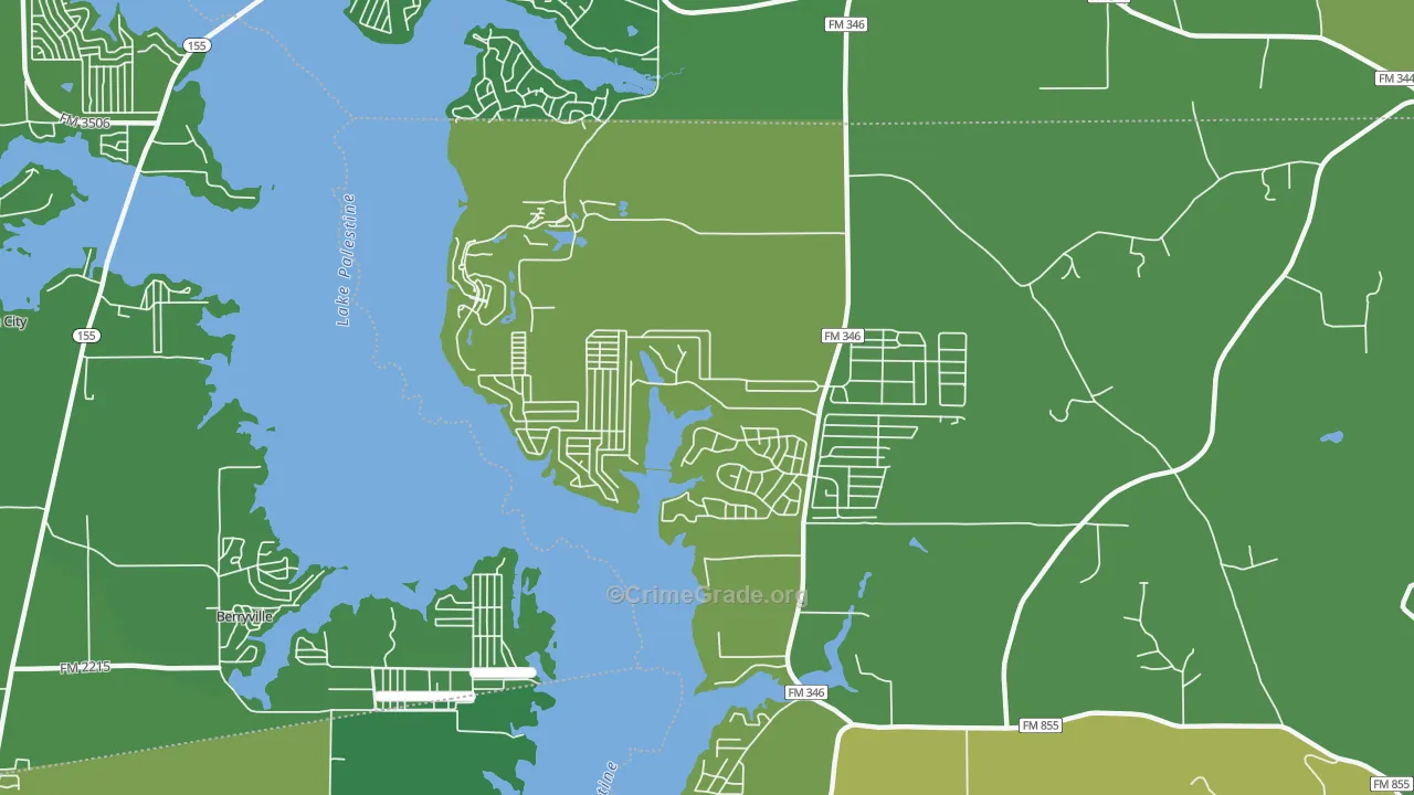 Shadybrook, TX Map of Vehicle Theft Rates