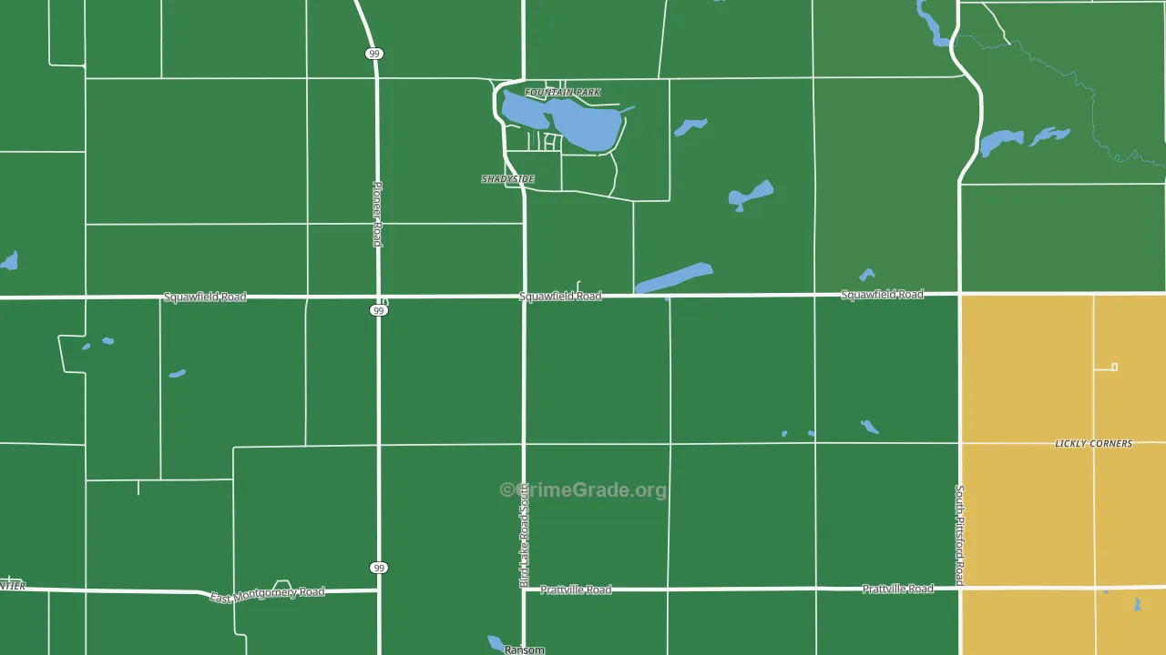 Shadyside, MI Map of Vehicle Theft Rates