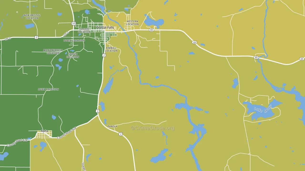 Shafer Location, MI Map of Vehicle Theft Rates