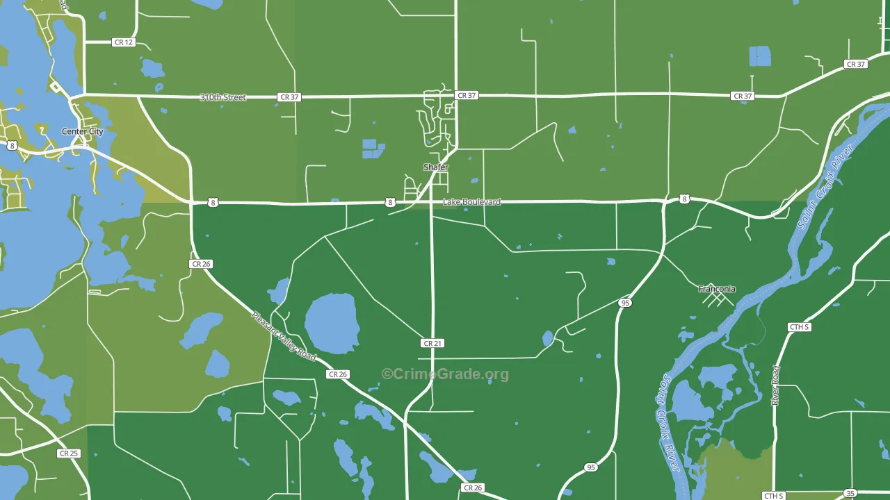 Shafer, MN Map of Vehicle Theft Rates