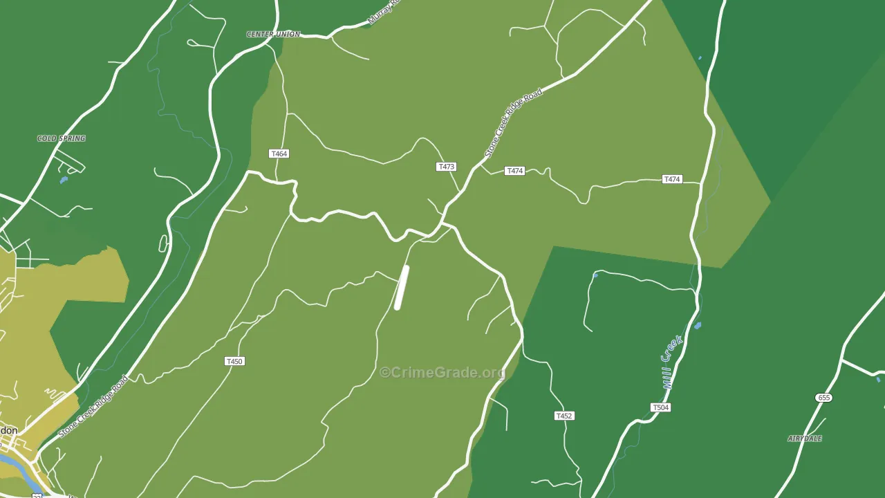 Shaffersville, PA Map of Vehicle Theft Rates