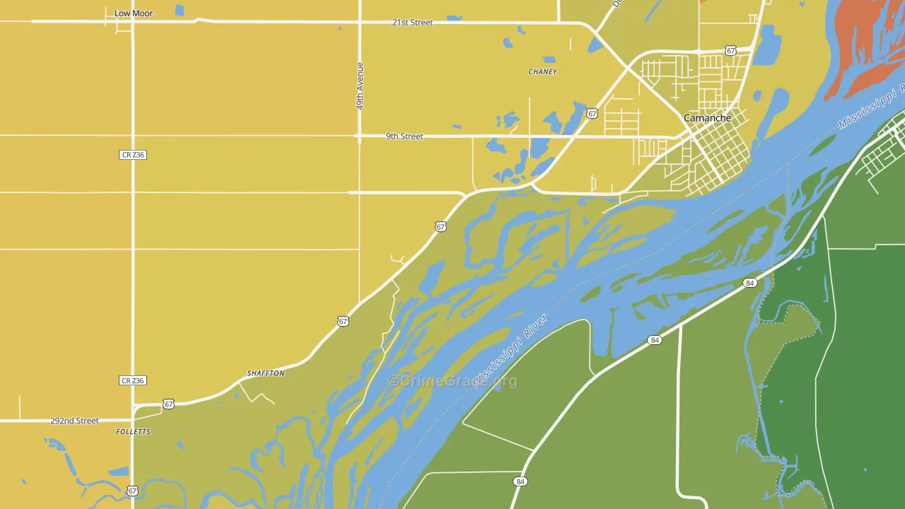 Shaffton, IA Map of Vehicle Theft Rates