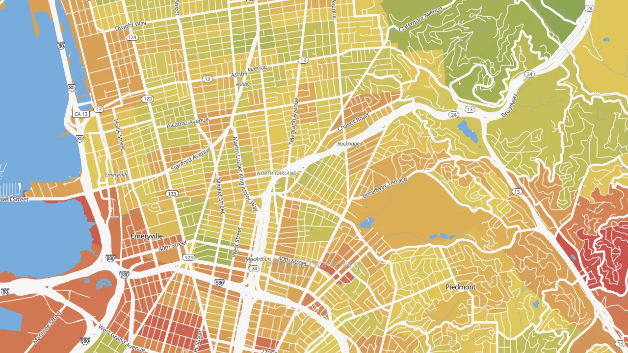 Shafter, Oakland, CA Map of Vehicle Theft Rates
