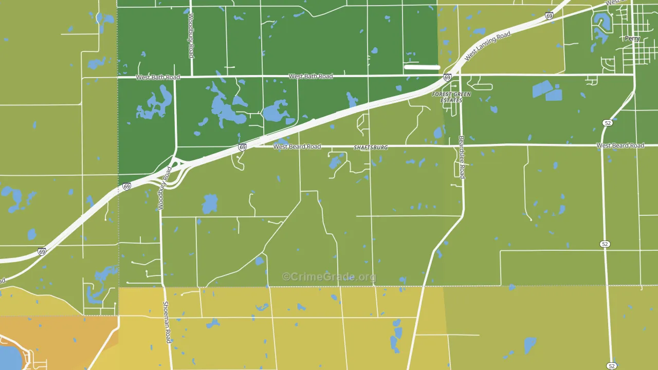 Shaftsburg, MI Map of Vehicle Theft Rates