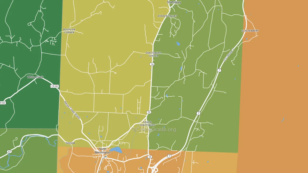 Shaftsbury, VT Map of Vehicle Theft Rates