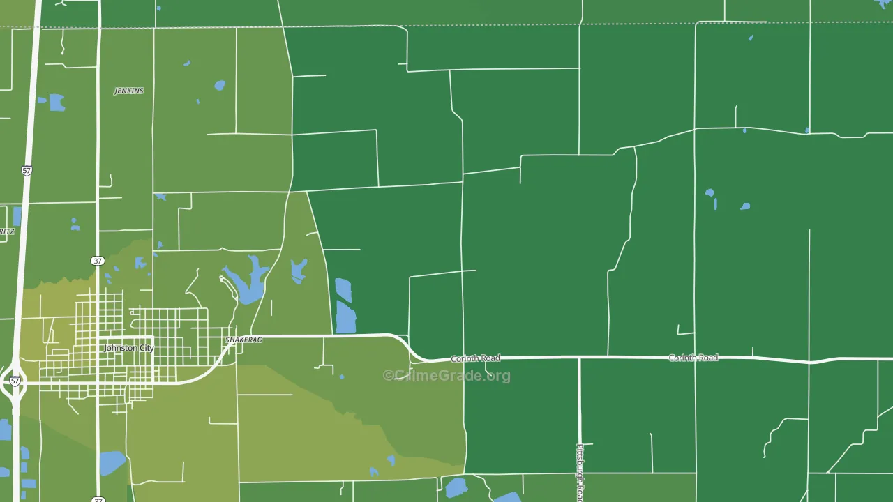 Shakerag, IL Map of Vehicle Theft Rates