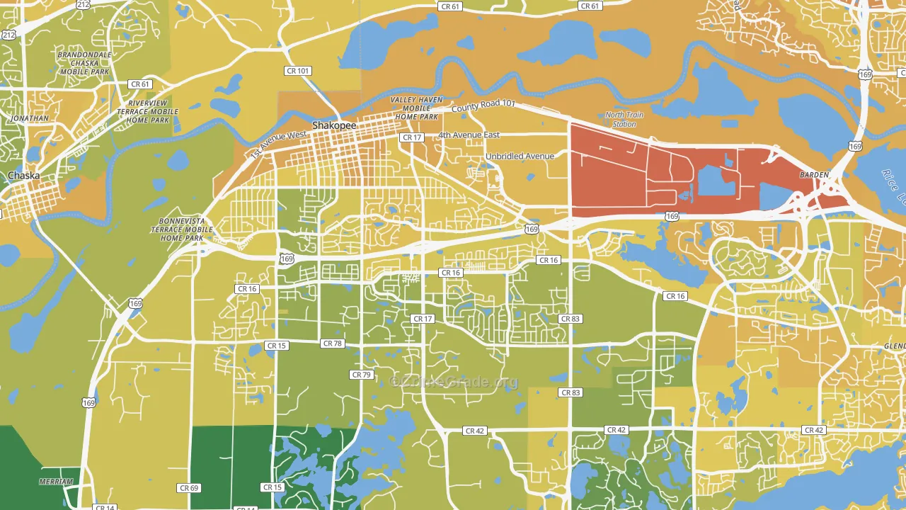 Shakopee, MN Map of Vehicle Theft Rates