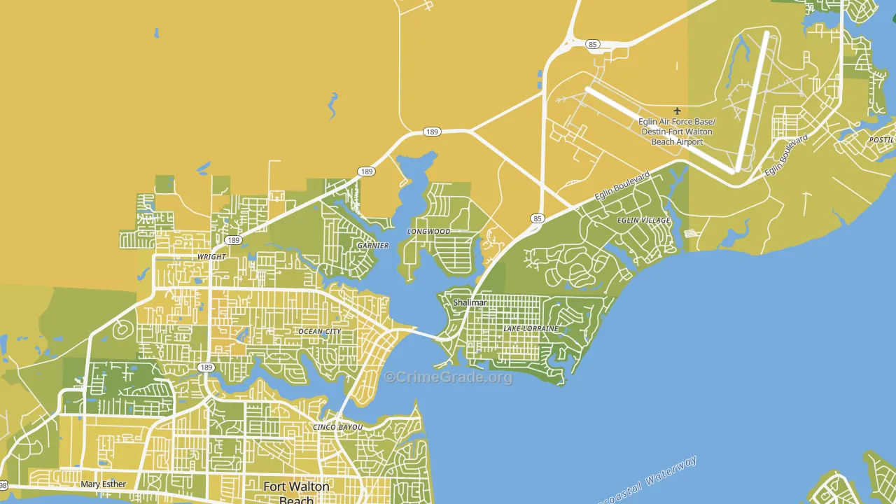 Shalimar, FL Map of Vehicle Theft Rates