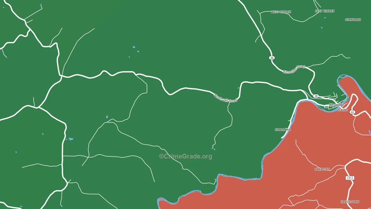 Shallmar, MD Map of Vehicle Theft Rates