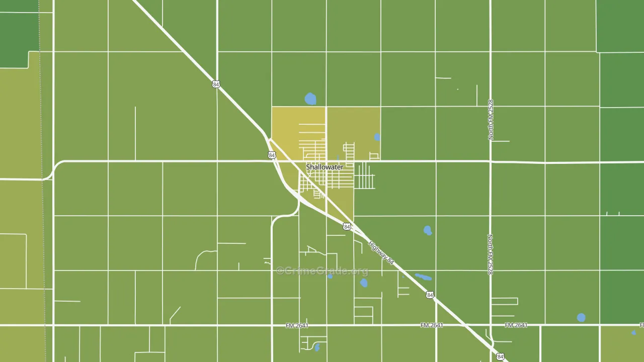 Shallowater, TX Map of Vehicle Theft Rates