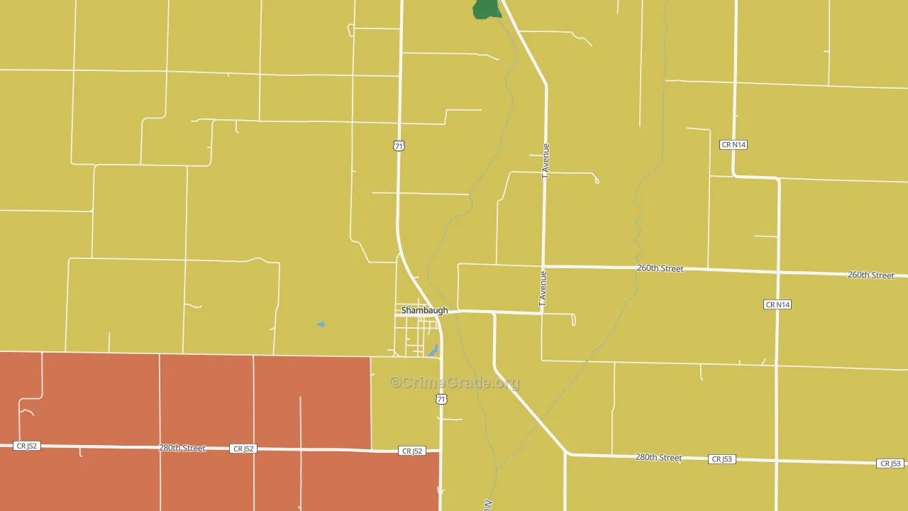 Shambaugh, IA Map of Vehicle Theft Rates