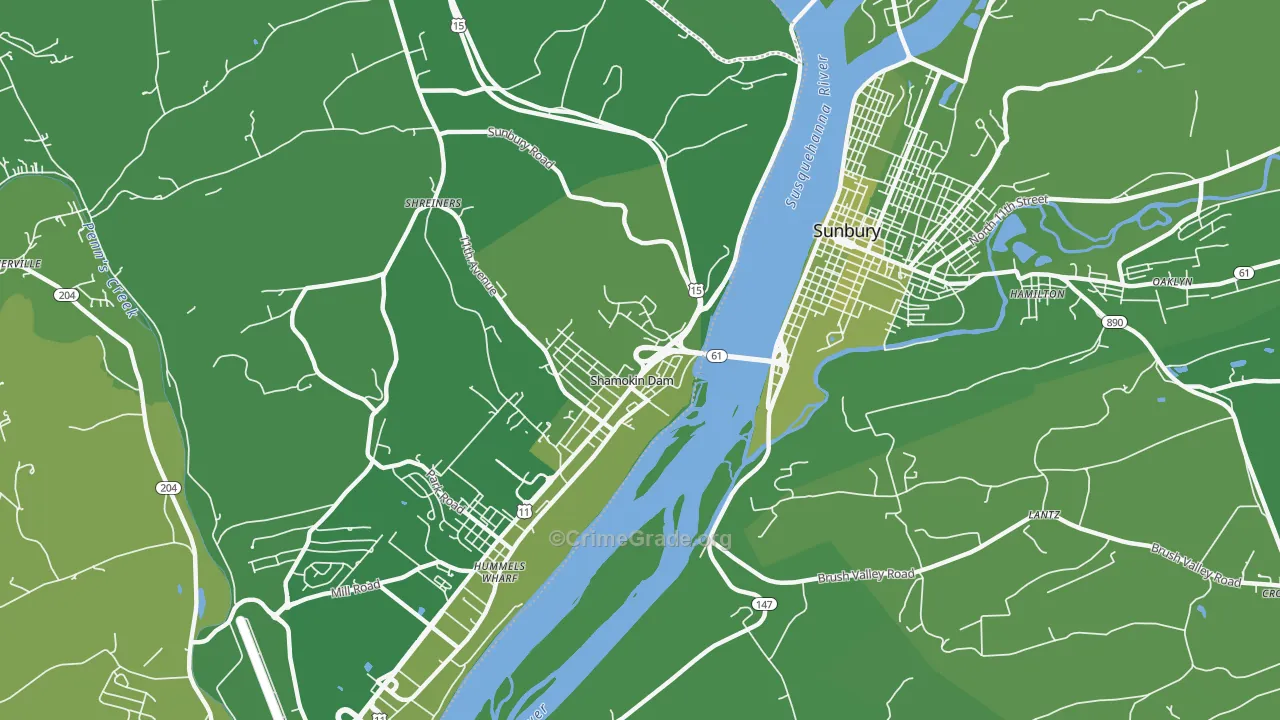 Shamokin Dam, PA Map of Vehicle Theft Rates