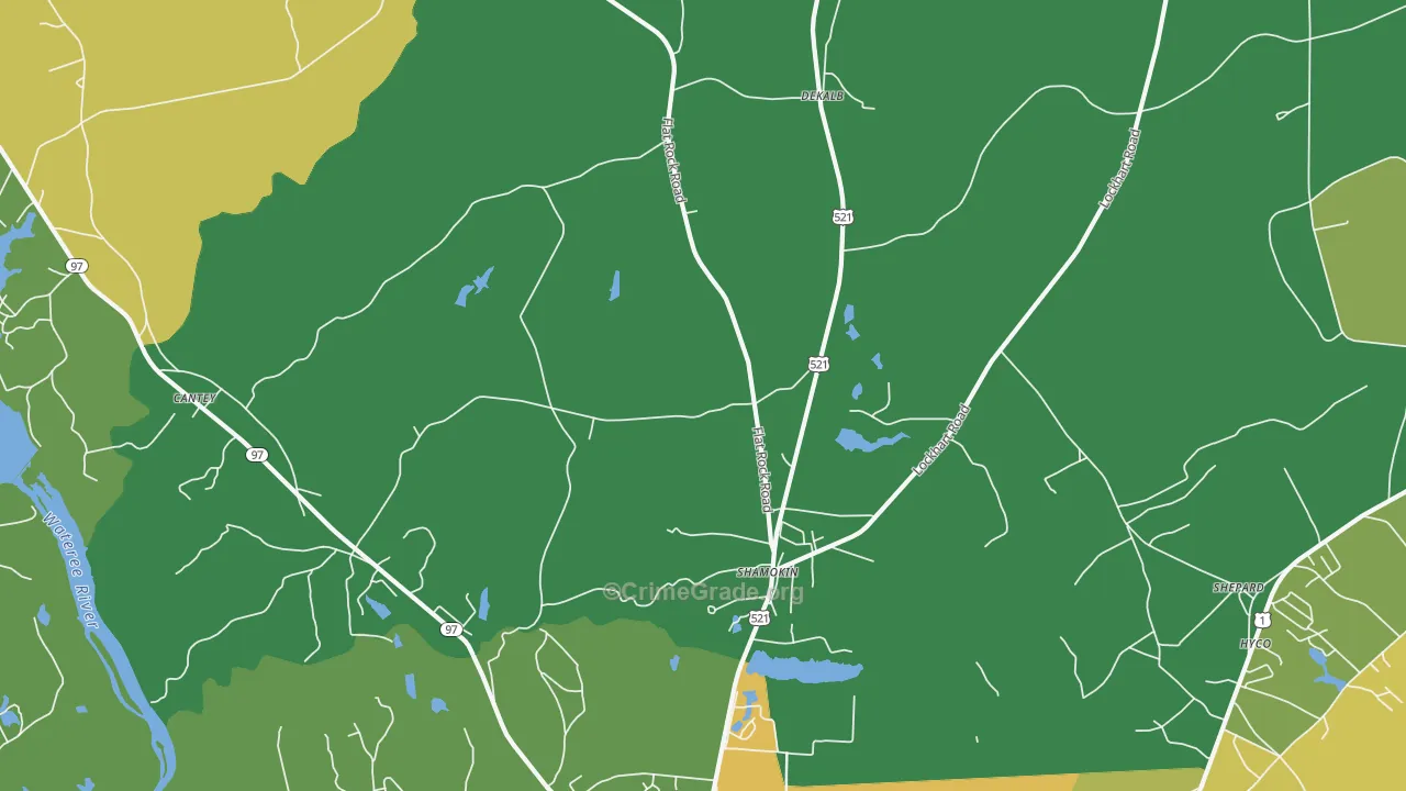 Shamokin, SC Map of Vehicle Theft Rates