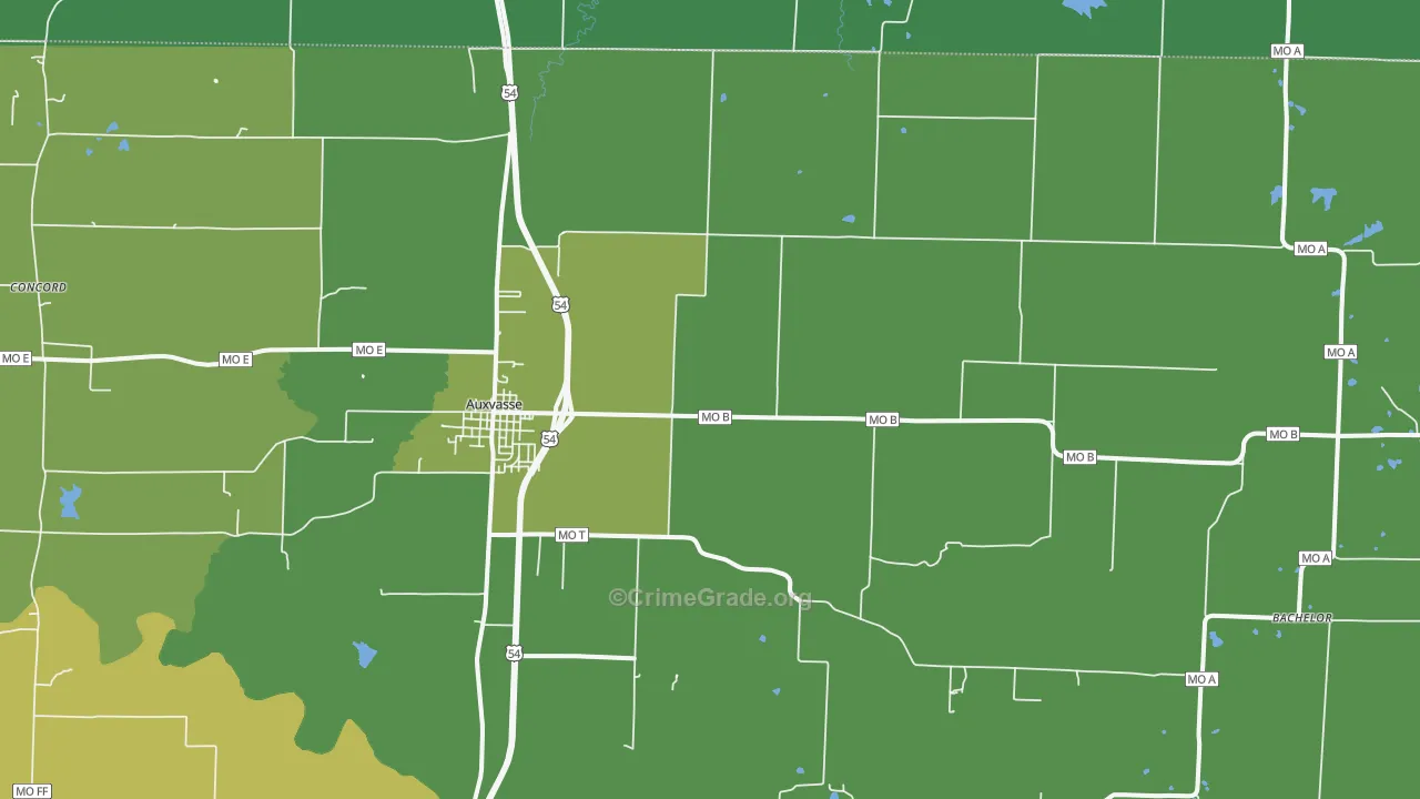 Shamrock, MO Map of Vehicle Theft Rates