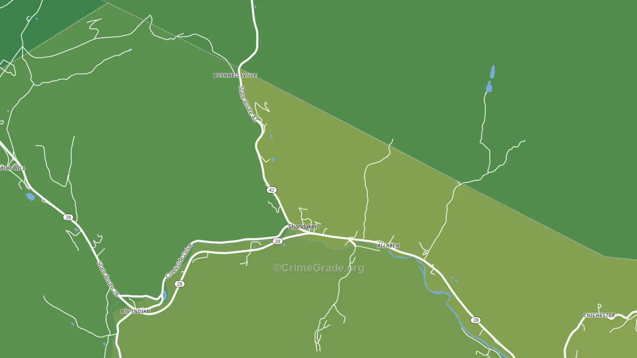 Shandaken, NY Map of Vehicle Theft Rates