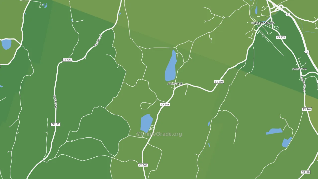 Shandelee, NY Map of Vehicle Theft Rates