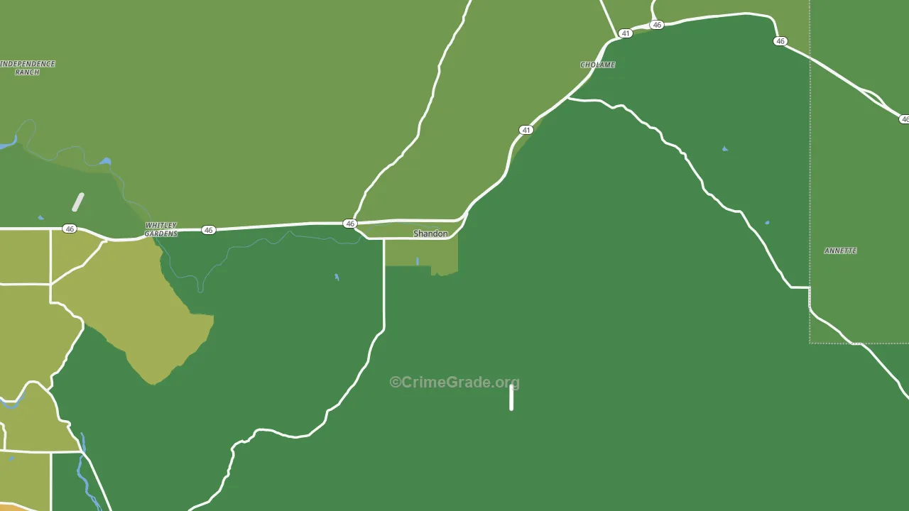Shandon, CA Map of Vehicle Theft Rates