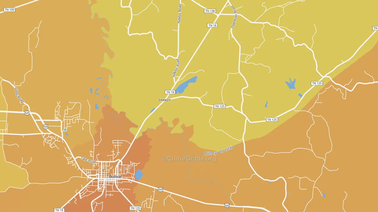 Shandy, TN Map of Vehicle Theft Rates