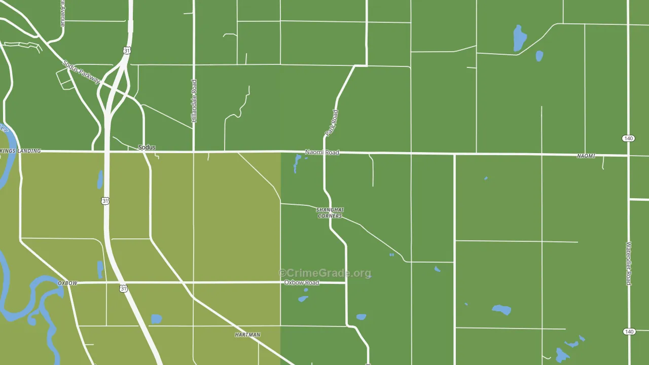 Shanghai Corners, MI Map of Vehicle Theft Rates
