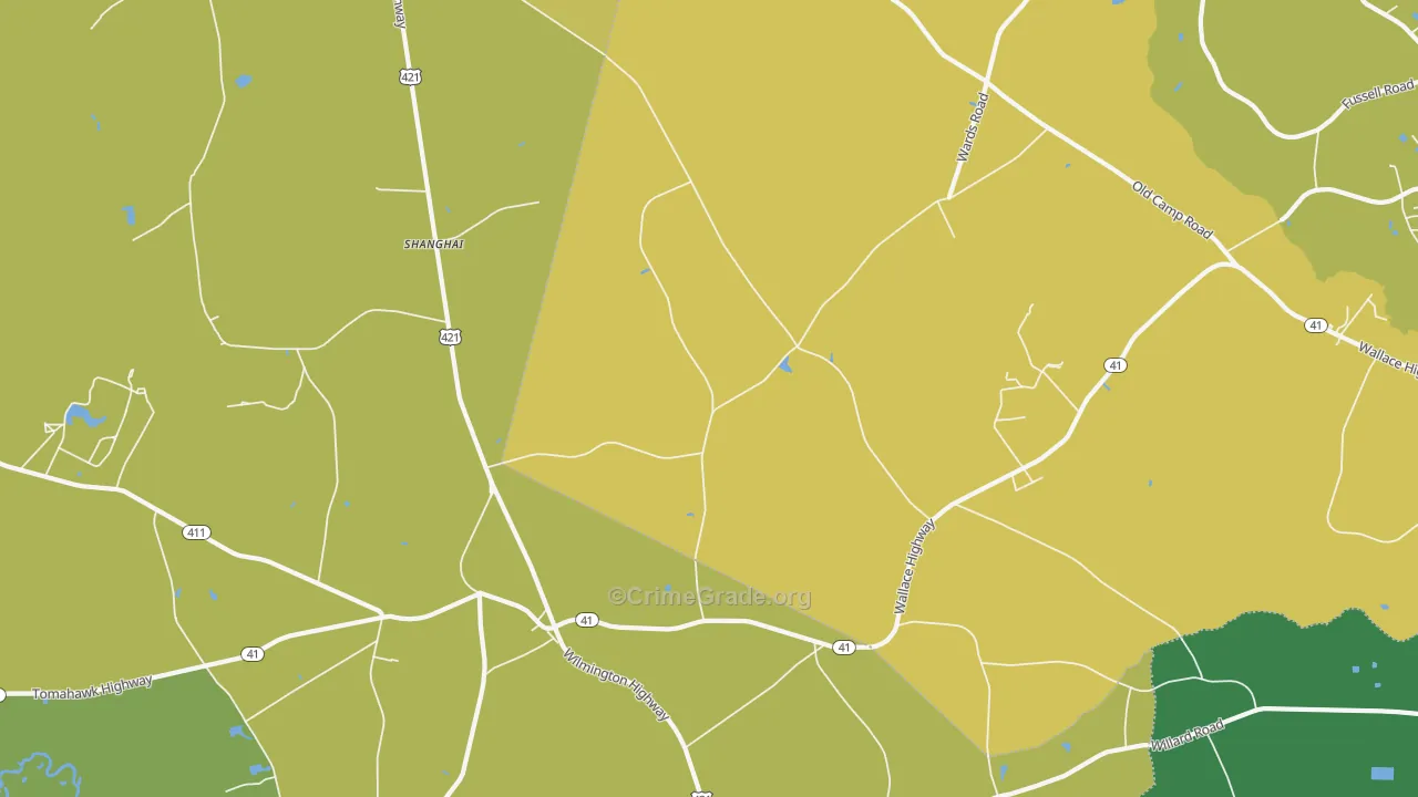 Shanghai, NC Map of Vehicle Theft Rates
