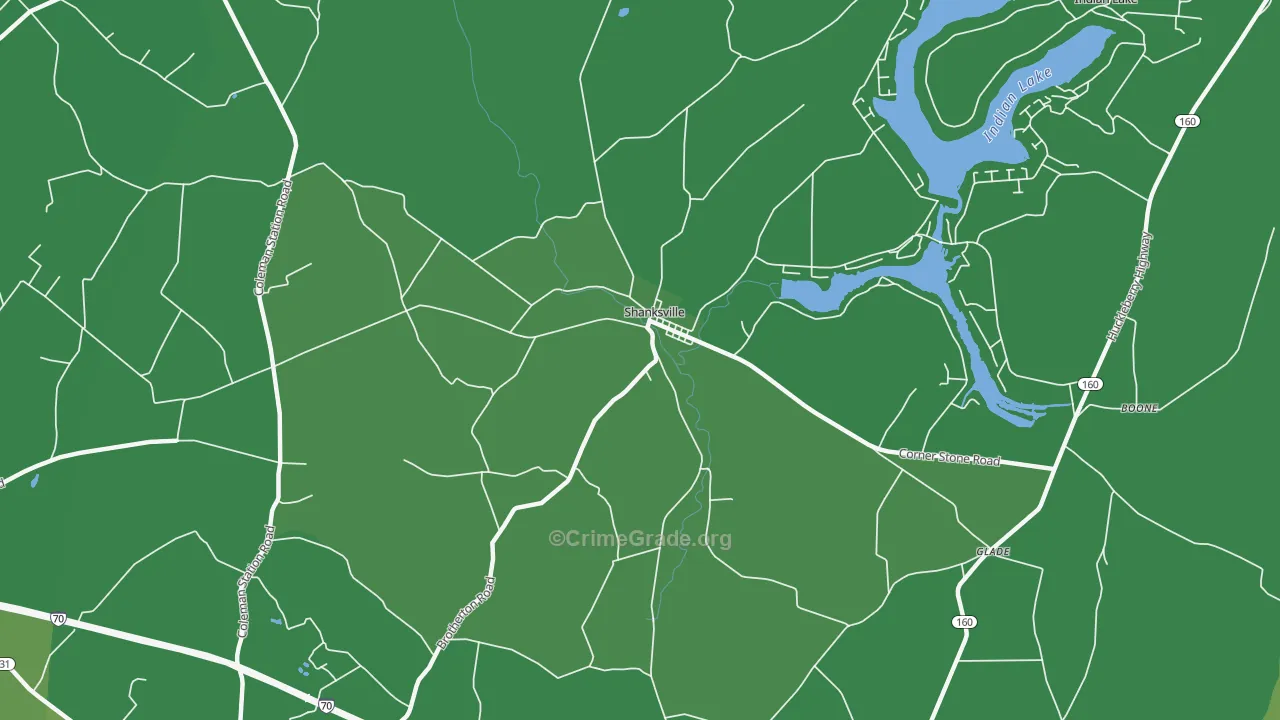 Shanksville, PA Map of Vehicle Theft Rates