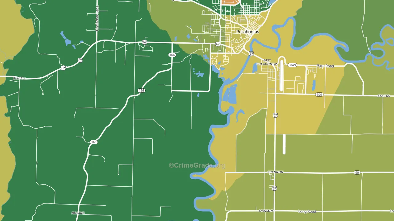 Shannon, AR Map of Vehicle Theft Rates