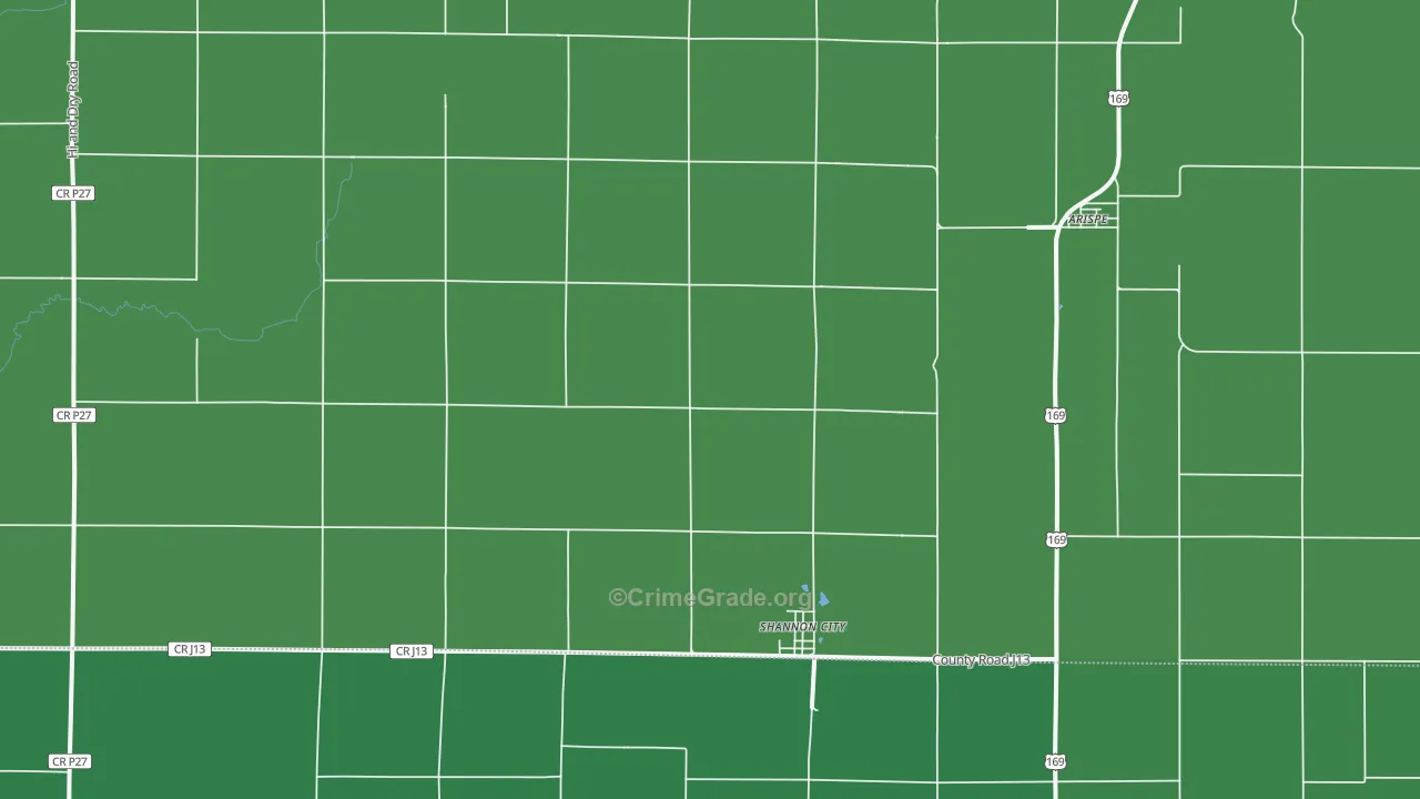 Shannon City, IA Map of Vehicle Theft Rates