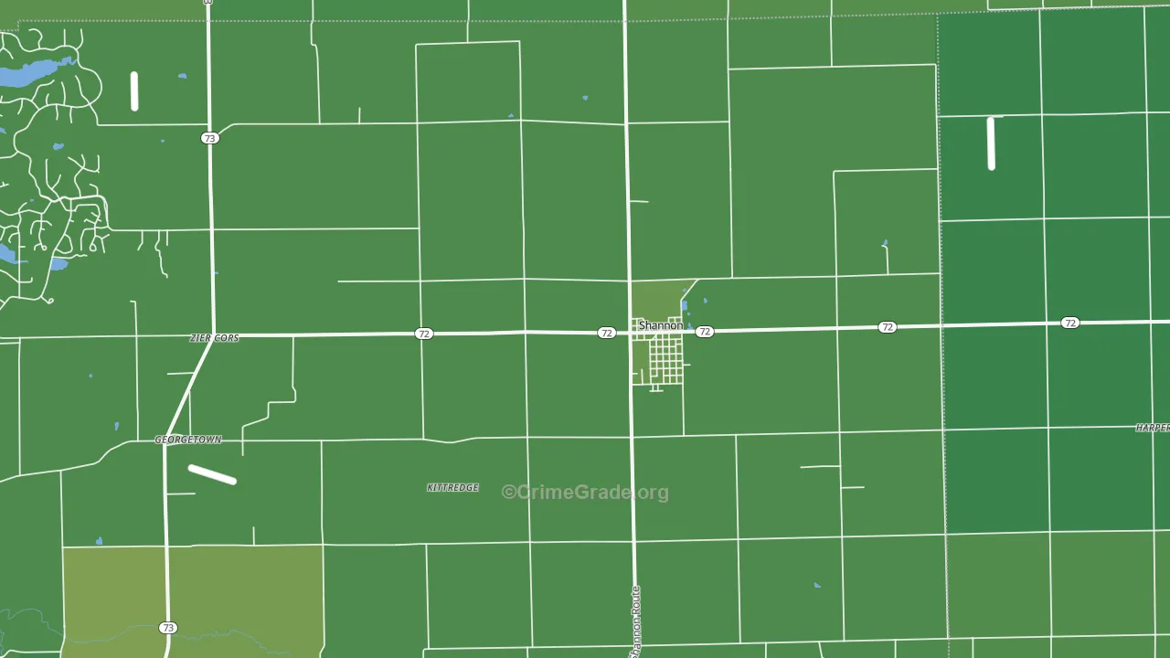 Shannon, IL Map of Vehicle Theft Rates