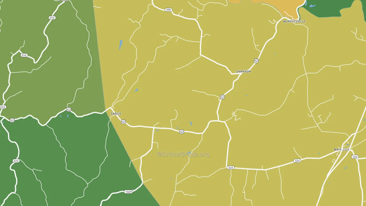 Shannon, KY Map of Vehicle Theft Rates