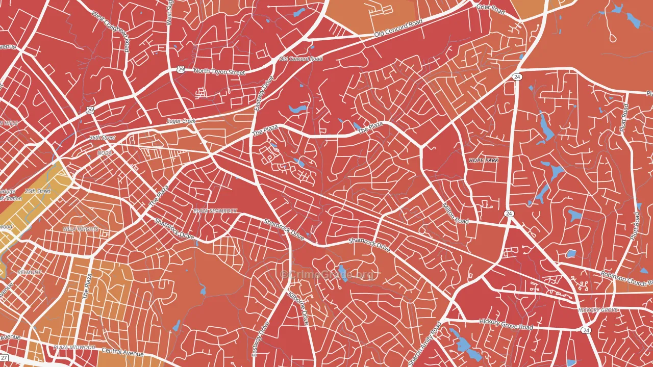 Shannon Park, Charlotte, NC Map of Vehicle Theft Rates