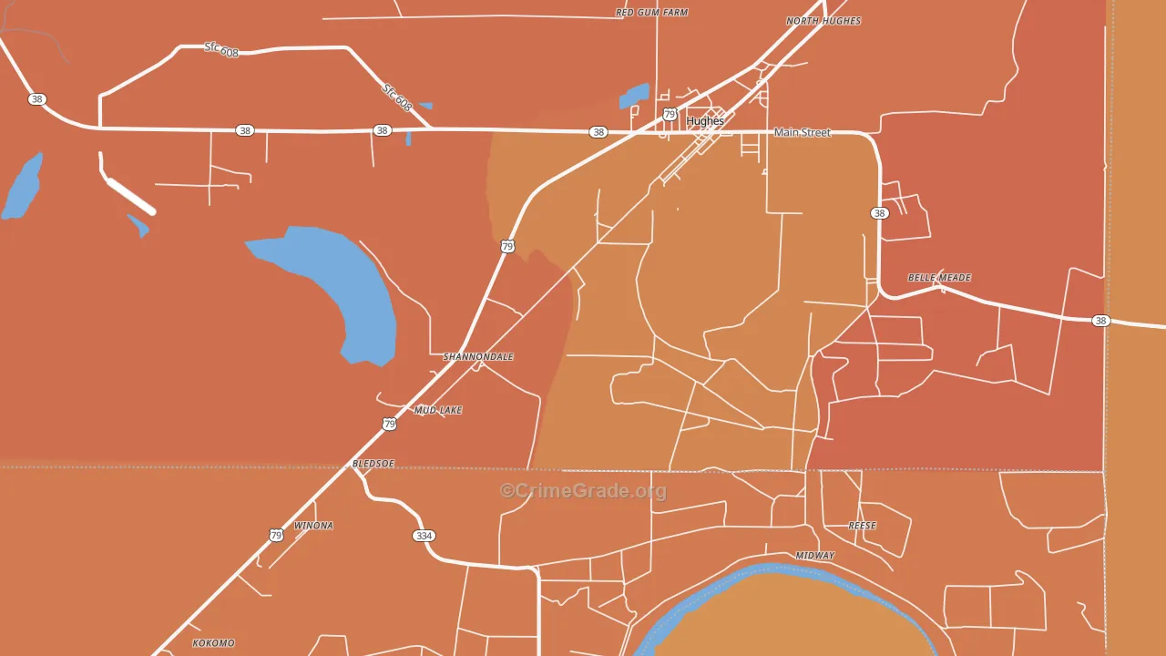 Shannondale, AR Map of Vehicle Theft Rates