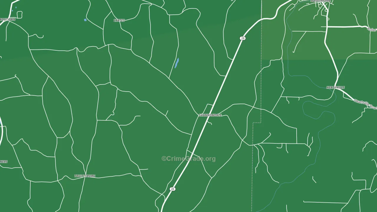 Shannondale, PA Map of Vehicle Theft Rates