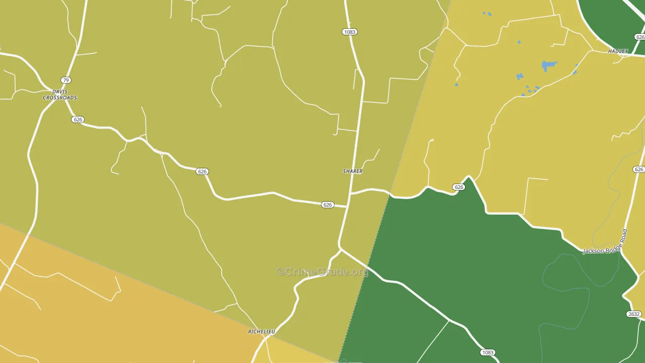 Sharer, KY Map of Vehicle Theft Rates