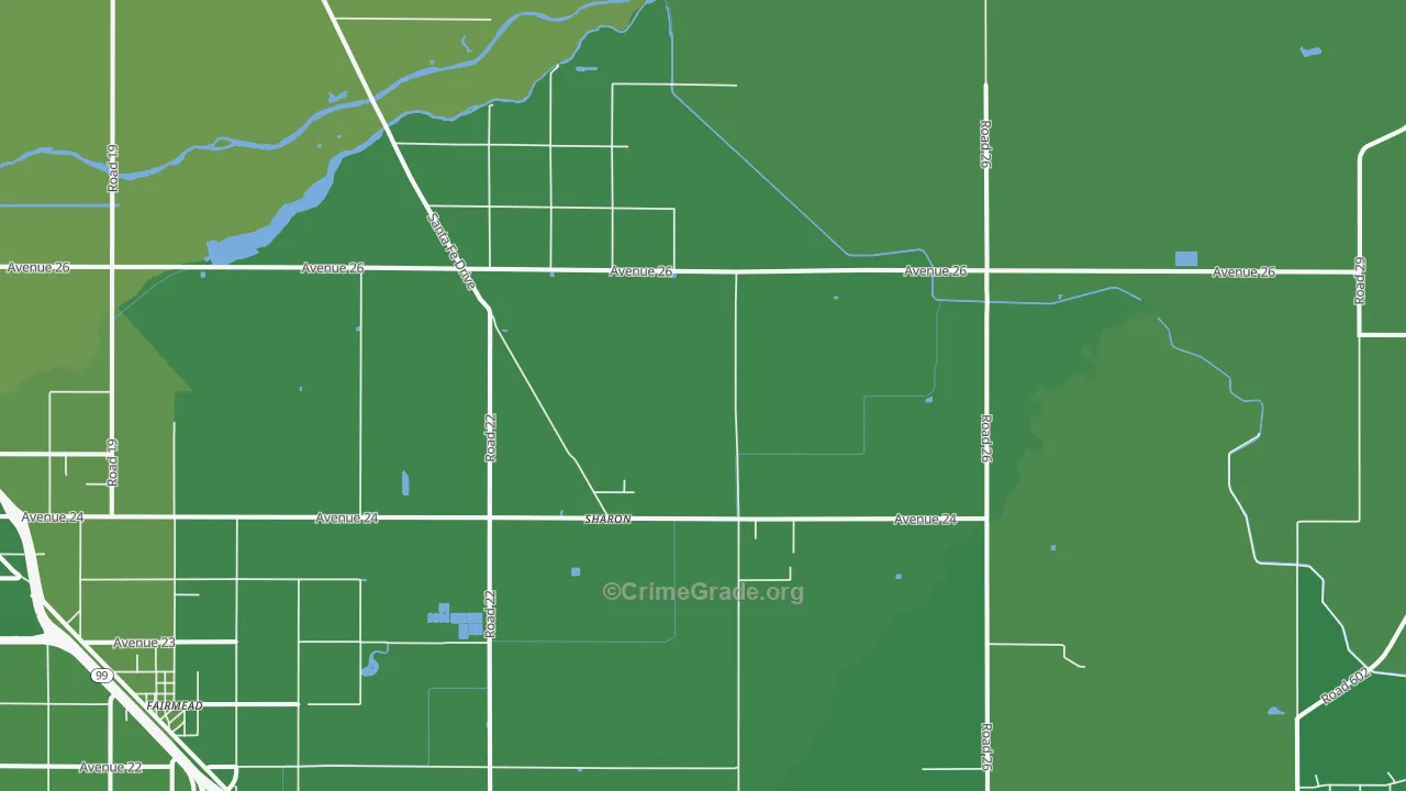 Sharon, CA Map of Vehicle Theft Rates