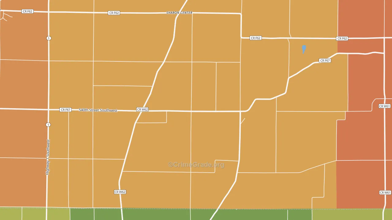 Sharon Center, IA Map of Vehicle Theft Rates