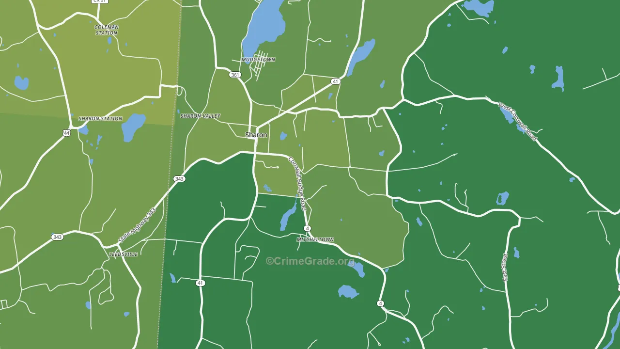 Sharon, CT Map of Vehicle Theft Rates