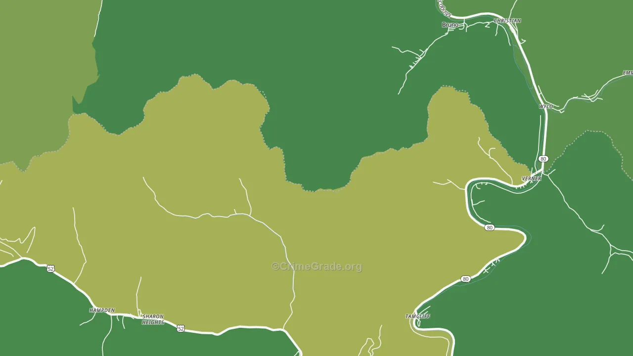Sharon Heights, WV Map of Vehicle Theft Rates