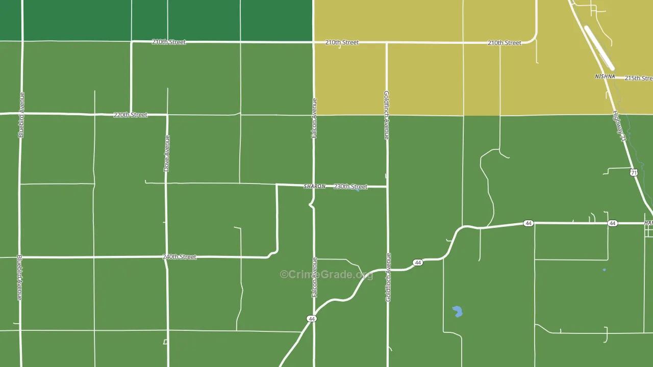 Sharon, IA Map of Vehicle Theft Rates