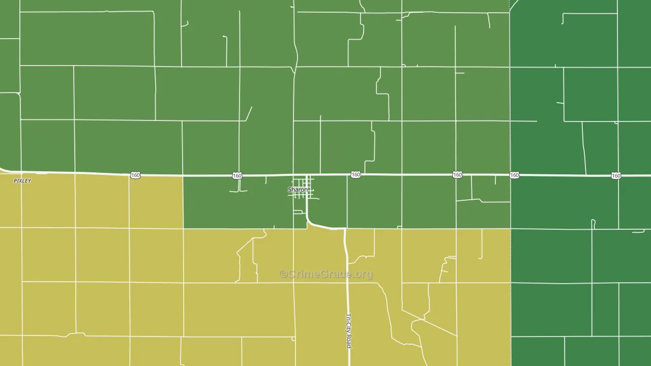 Sharon, KS Map of Vehicle Theft Rates