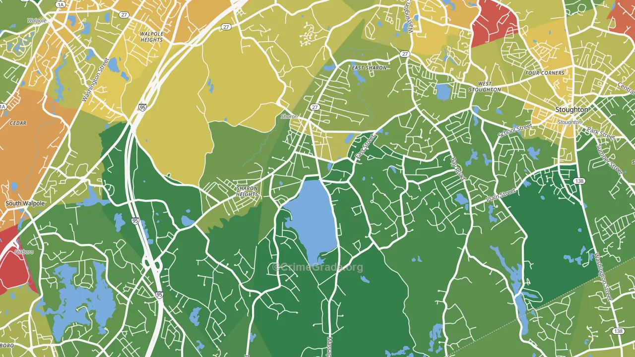 Sharon, MA Map of Vehicle Theft Rates