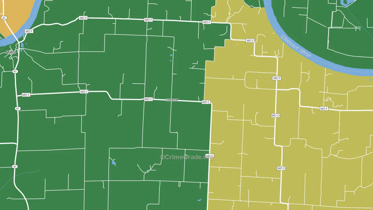 Sharon, MO Map of Vehicle Theft Rates