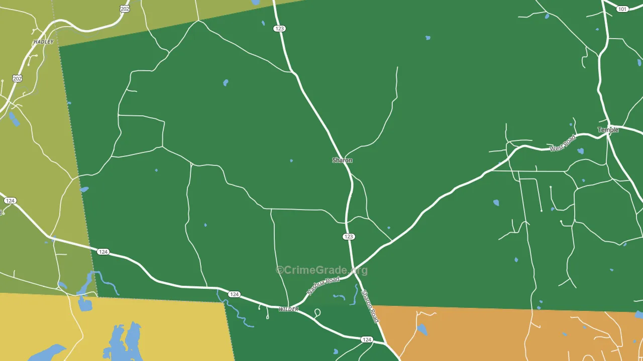 Sharon, NH Map of Vehicle Theft Rates