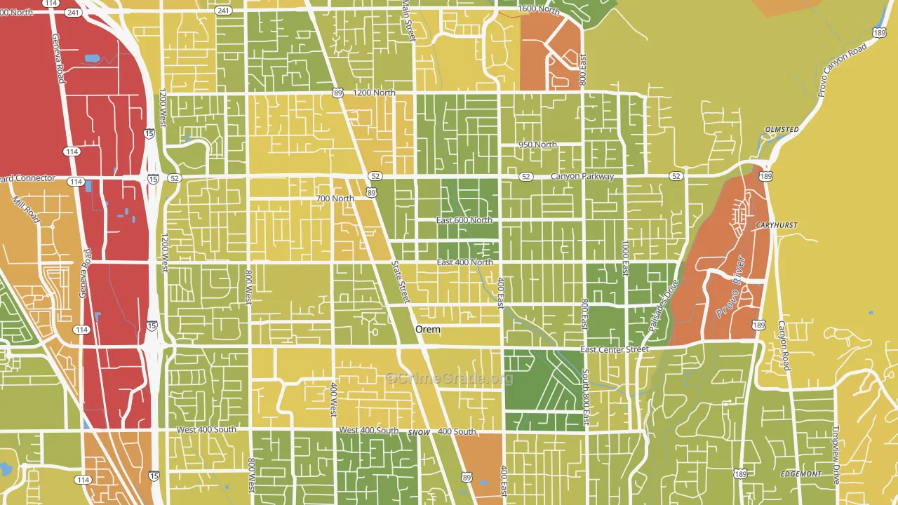 Sharon, Orem, UT Map of Vehicle Theft Rates