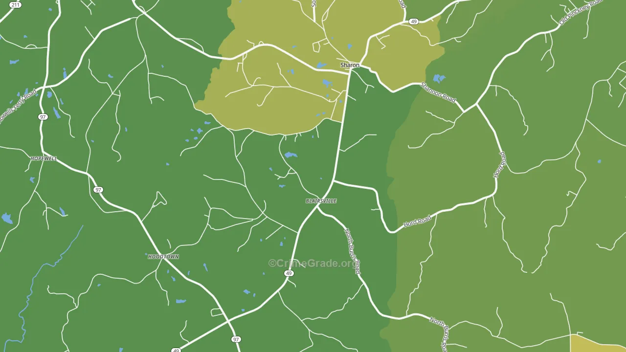 Sharon, SC Map of Vehicle Theft Rates