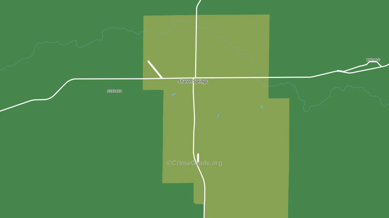 Sharon Springs, KS Map of Vehicle Theft Rates