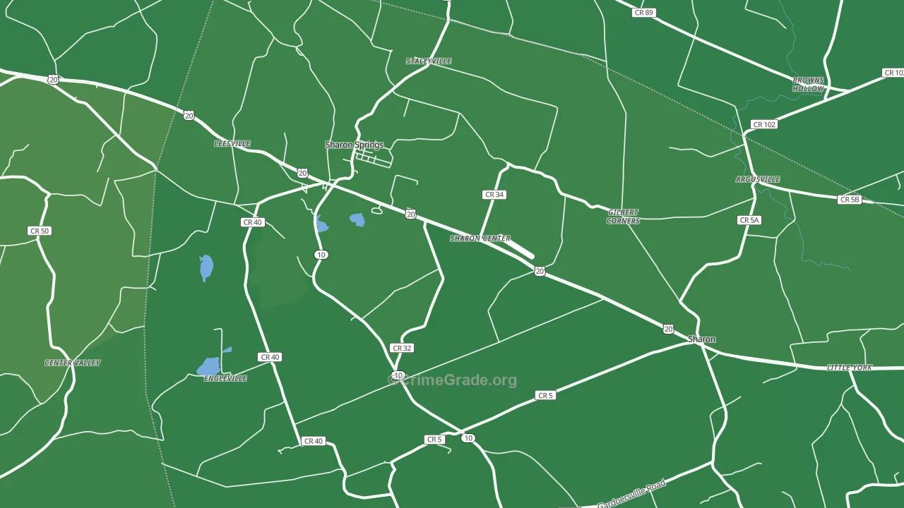 Sharon Springs, NY Map of Vehicle Theft Rates