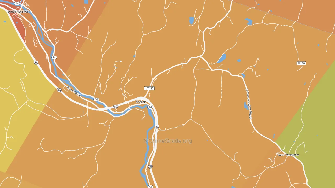 Sharon, VT Map of Vehicle Theft Rates