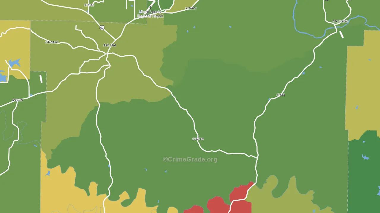 Sharp County, AR Map of Vehicle Theft Rates