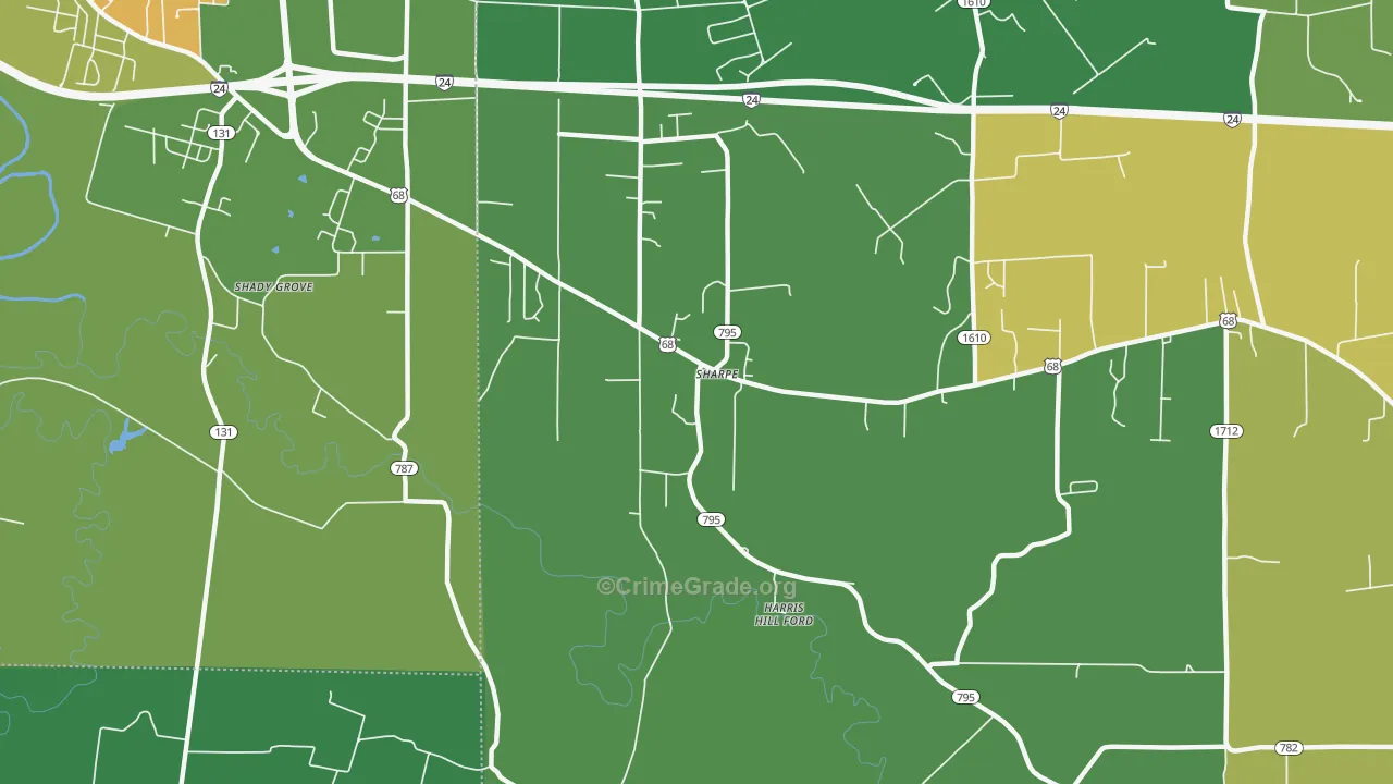 Sharpe, KY Map of Vehicle Theft Rates